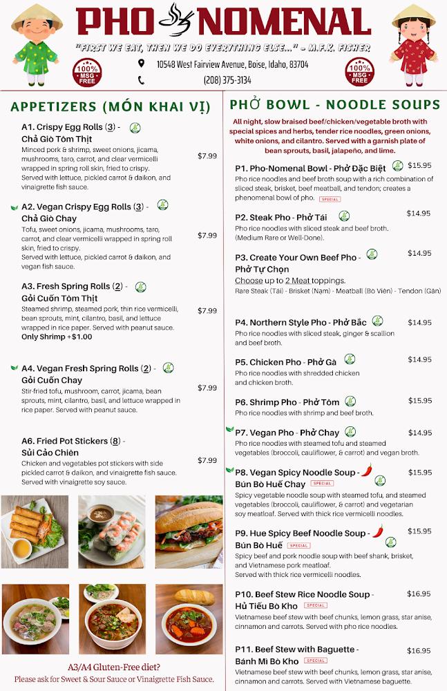 PHO NOMENAL Menu image 1